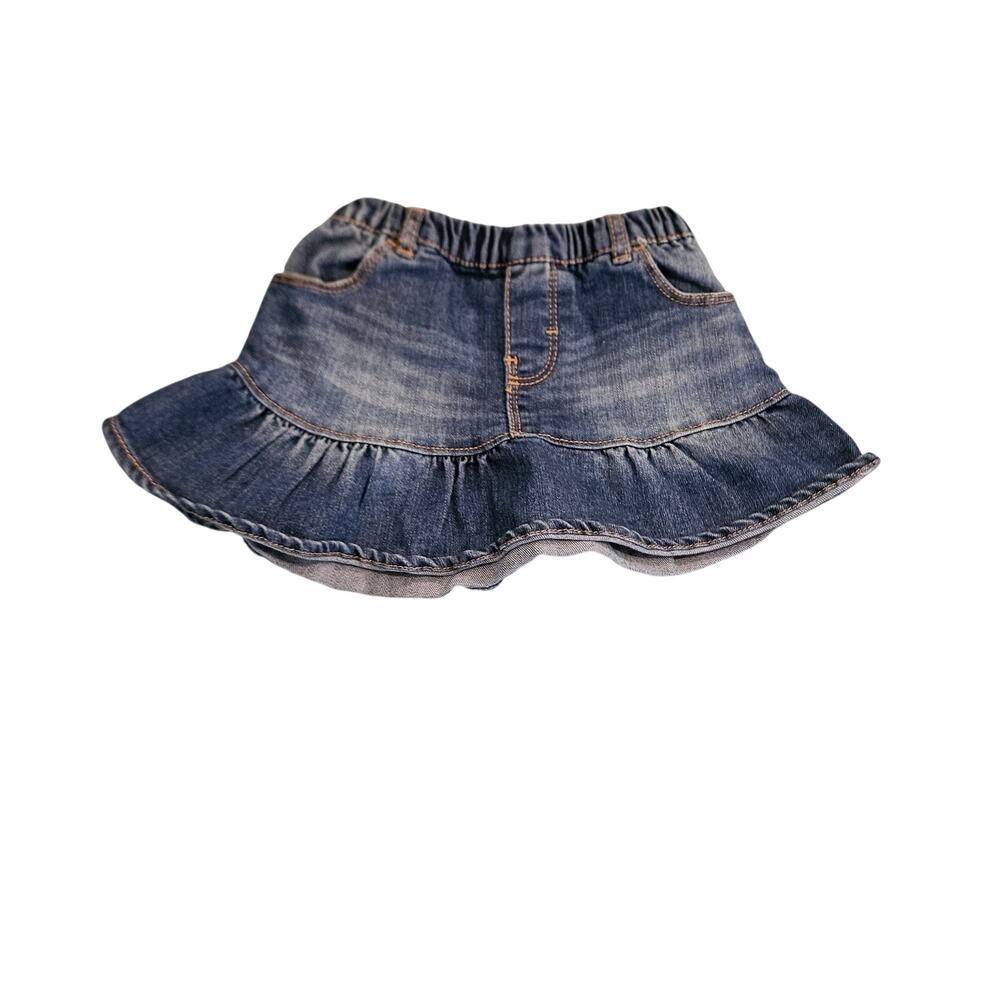 OshKosh B’gosh Baby Girls Denim Ruffle Skirt 18M Elastic Waist Blue Jean